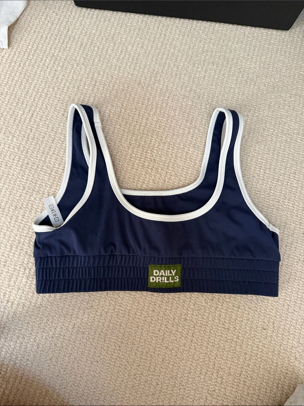 Daily Drills Navy & White Athletic Scoop Swim Top
